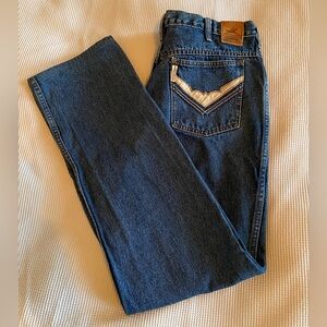 Vintage Sunrider Indigo Western Embellished Classic Straight Jeans.
